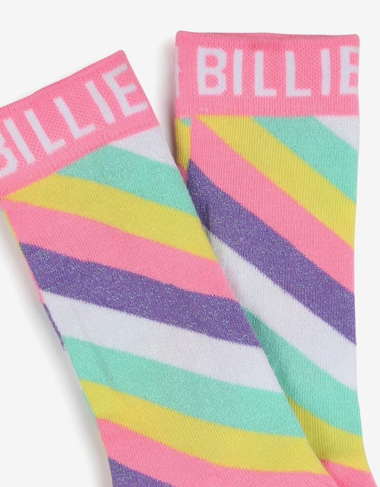 Billieblush Girls Striped Logo Socks in Multicolour