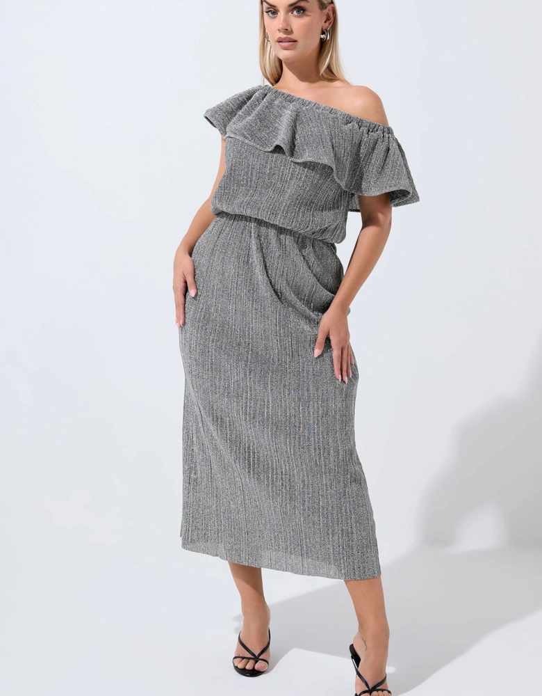 Metallic Frill Maxi Dress