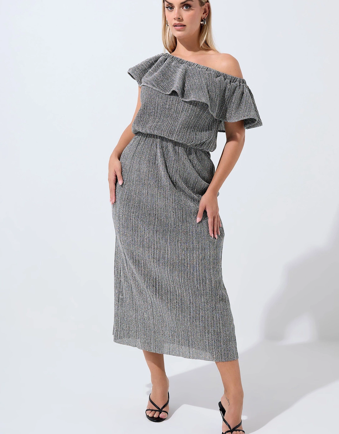 Metallic Frill Maxi Dress, 2 of 1
