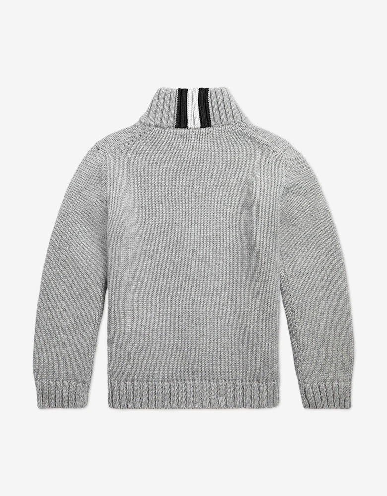 Boys Zip Up Cardigan in Grey