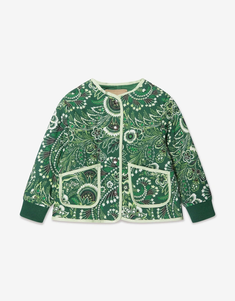 Girls Floral Paisley Jacket in Green