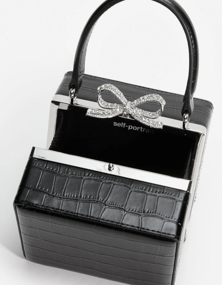 Girls Croc Micro Bag in Black (10.5cm)