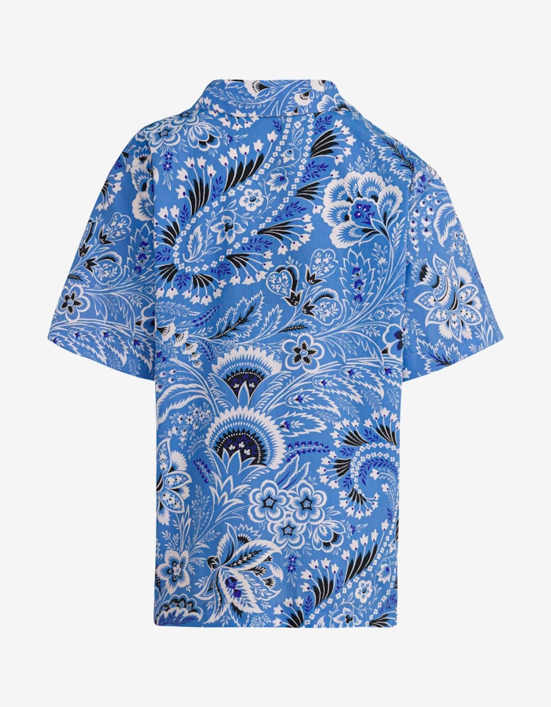 Boys Floral Paisley Shirt in Blue