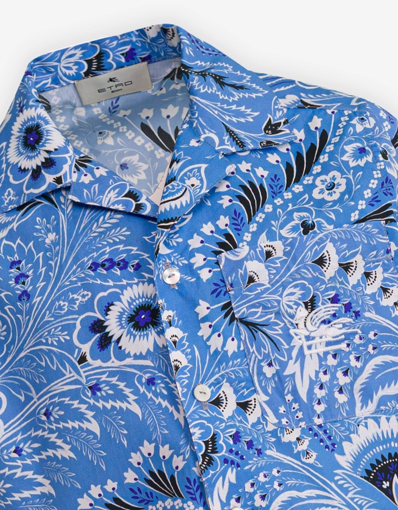 Boys Floral Paisley Shirt in Blue