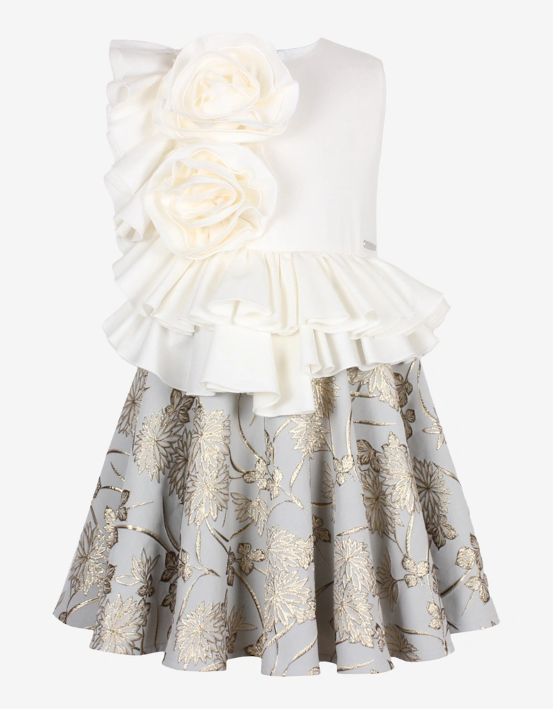 Girls In Bloom Jacquard Dress in Multicolour