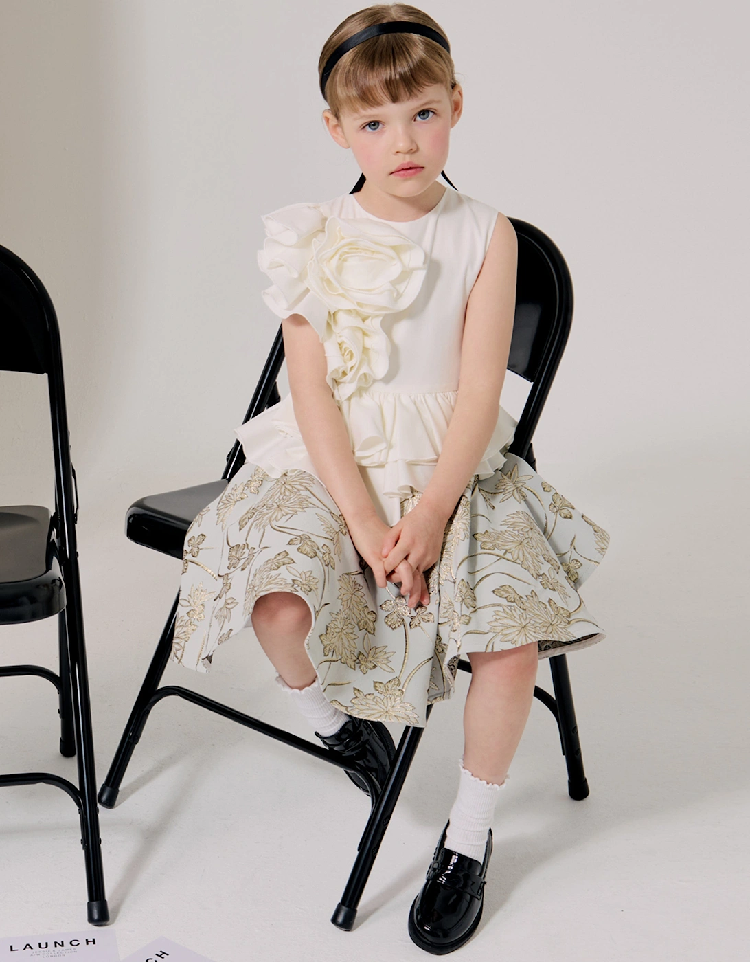 Girls In Bloom Jacquard Dress in Multicolour