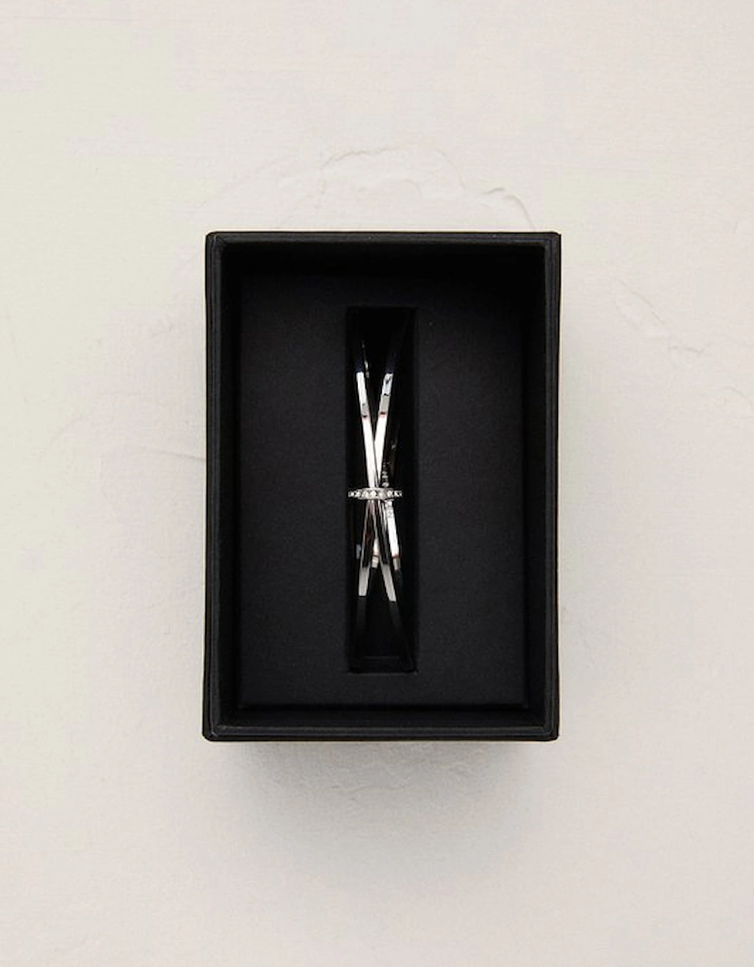 Silver Tone Oval Pavé Chain Bangle