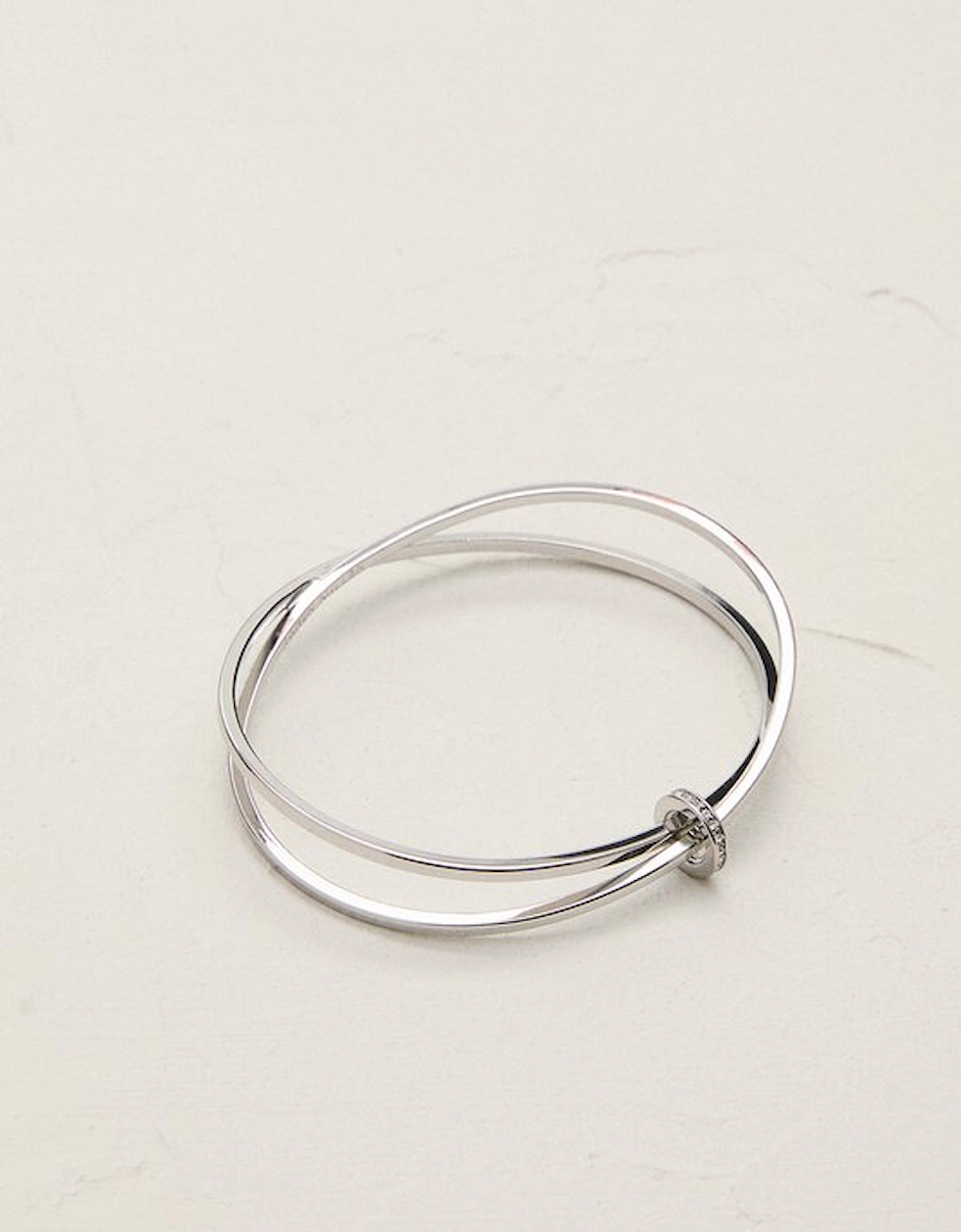 Silver Tone Oval Pavé Chain Bangle