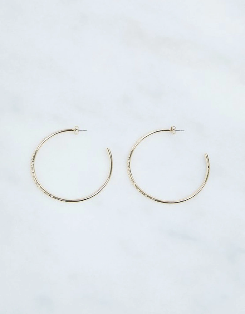 Hand Set European Crystal Sprinkle Large Hoop Earrings