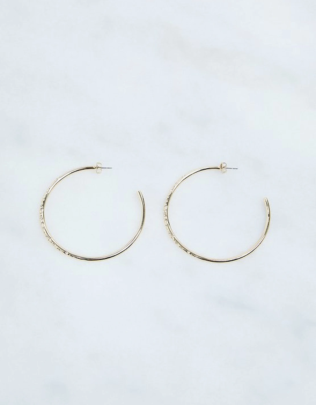 Hand Set European Crystal Sprinkle Large Hoop Earrings