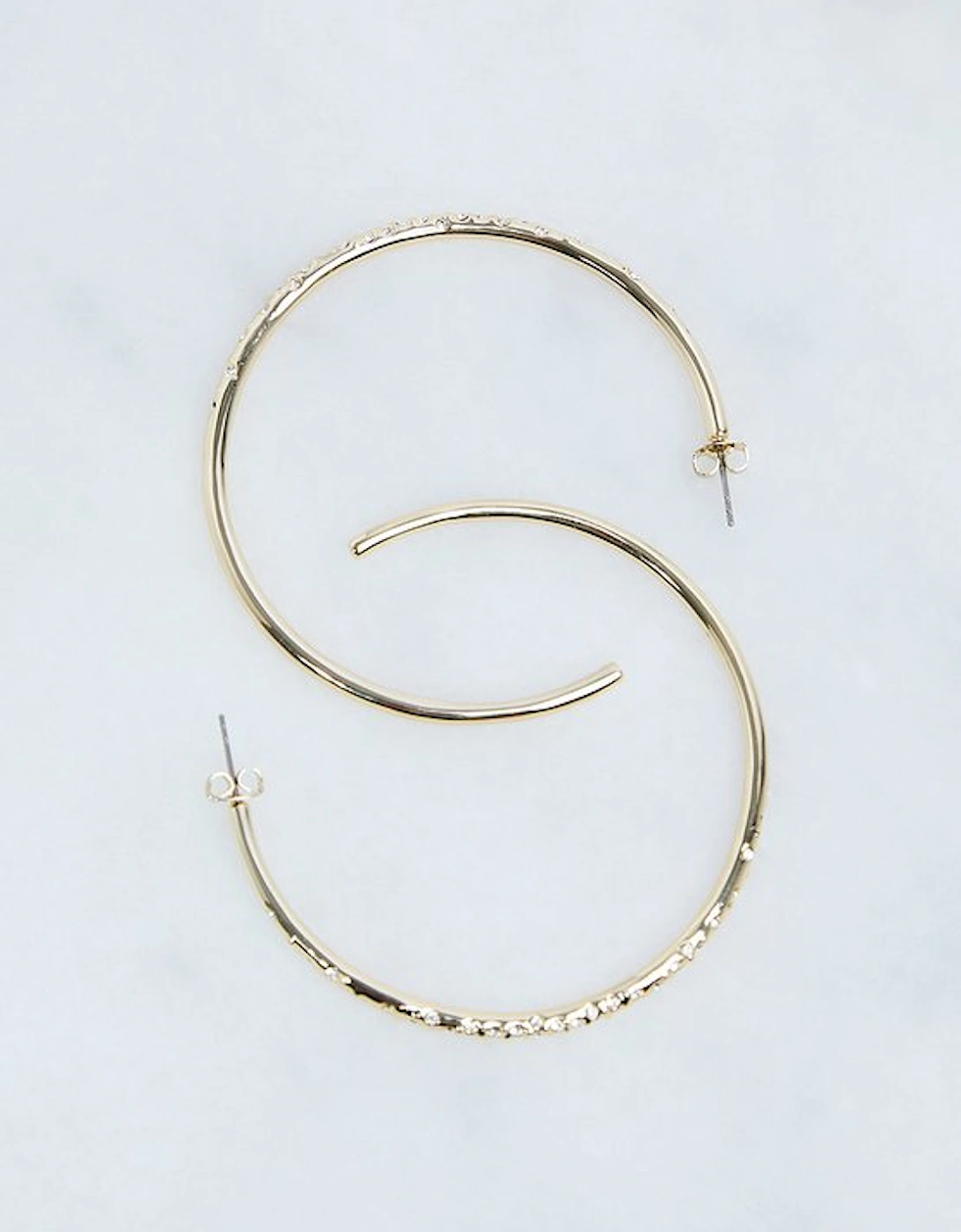 Hand Set European Crystal Sprinkle Large Hoop Earrings