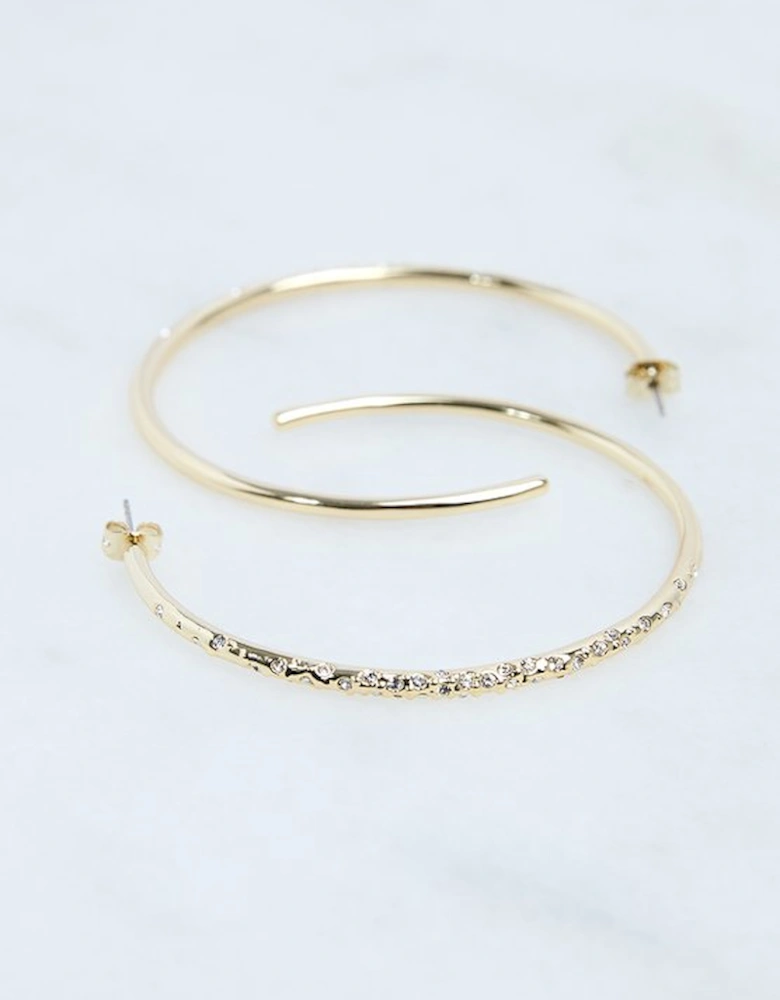 Hand Set European Crystal Sprinkle Large Hoop Earrings