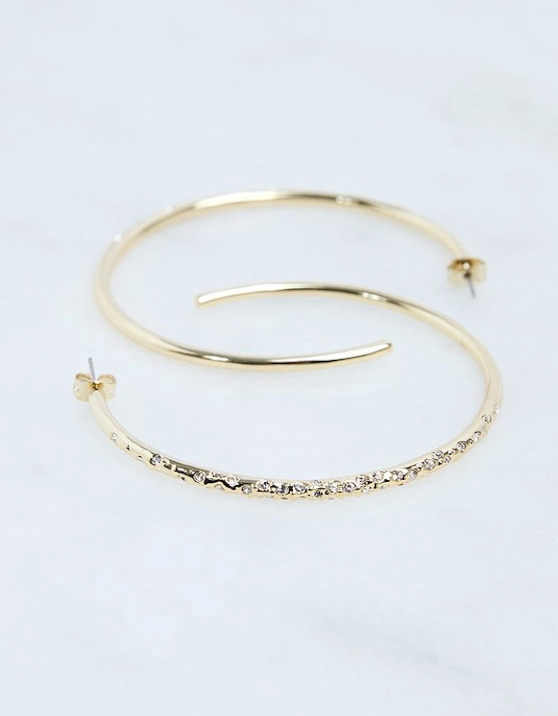 Hand Set European Crystal Sprinkle Large Hoop Earrings