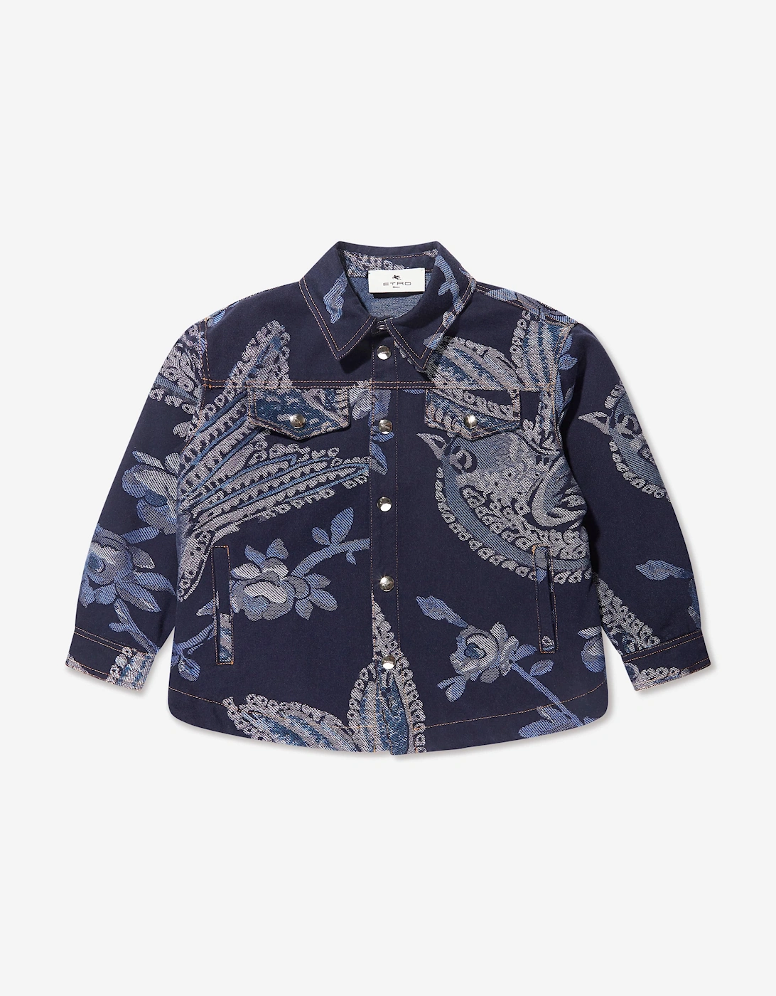 Boys Jacquard Bird And Flower Jacket in Navy, 5 of 4