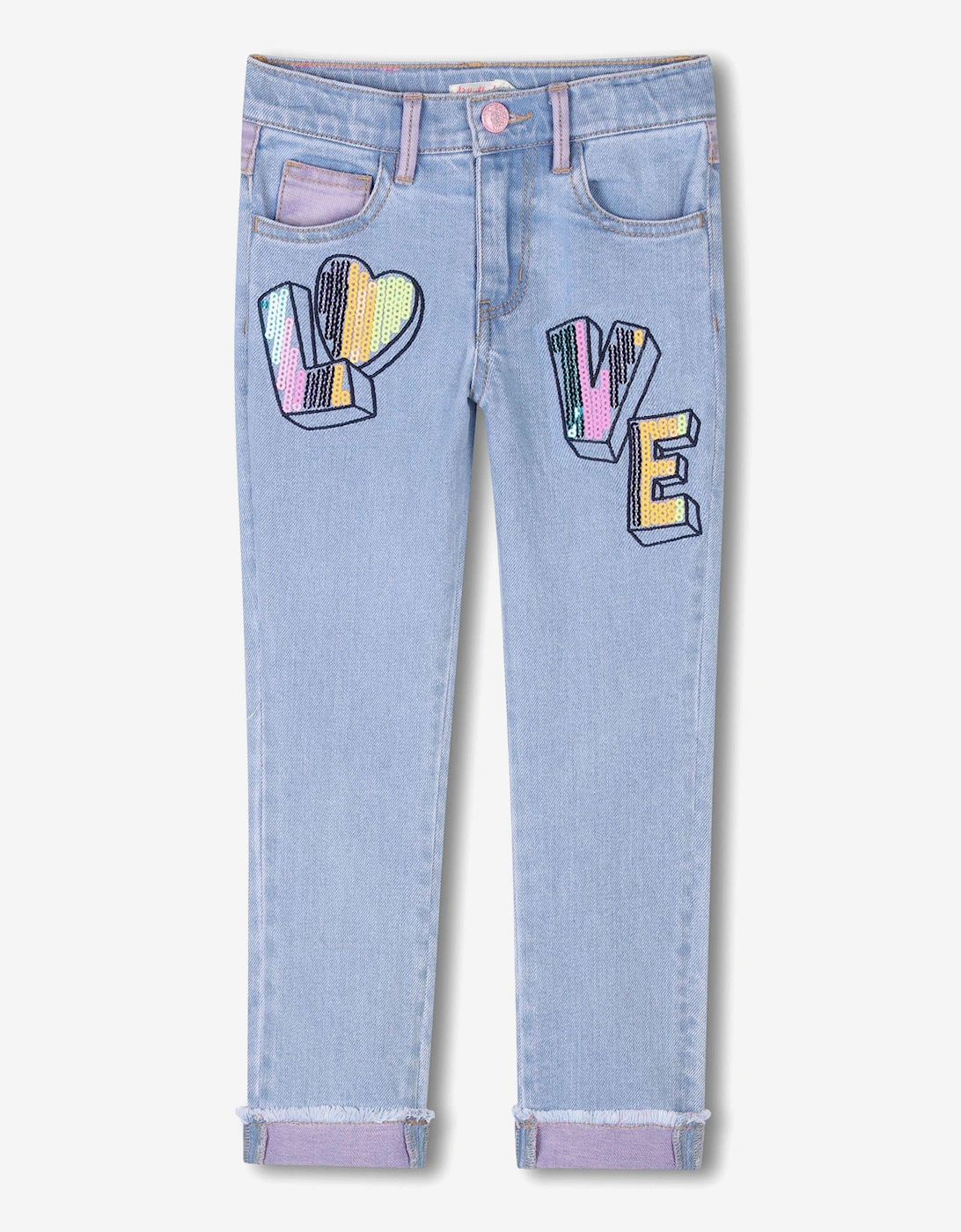Billieblush Girls Sequin Love Jeans in Blue, 5 of 4