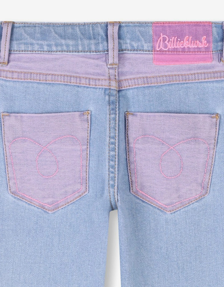 Billieblush Girls Sequin Love Jeans in Blue