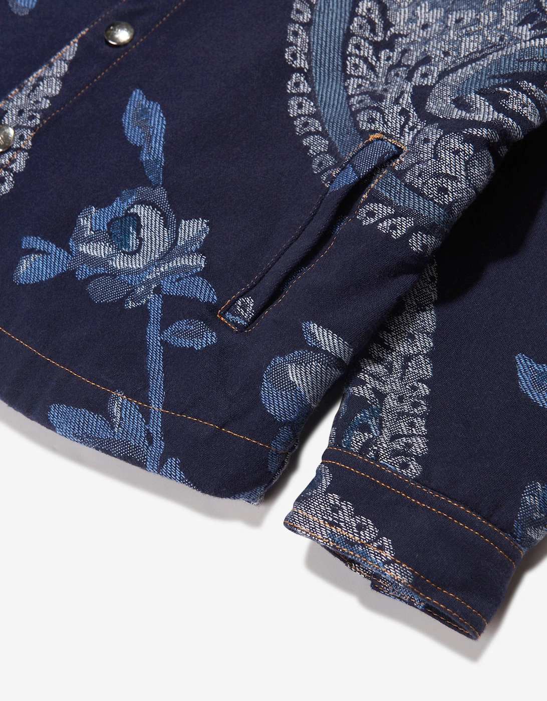 Boys Jacquard Bird And Flower Jacket in Navy