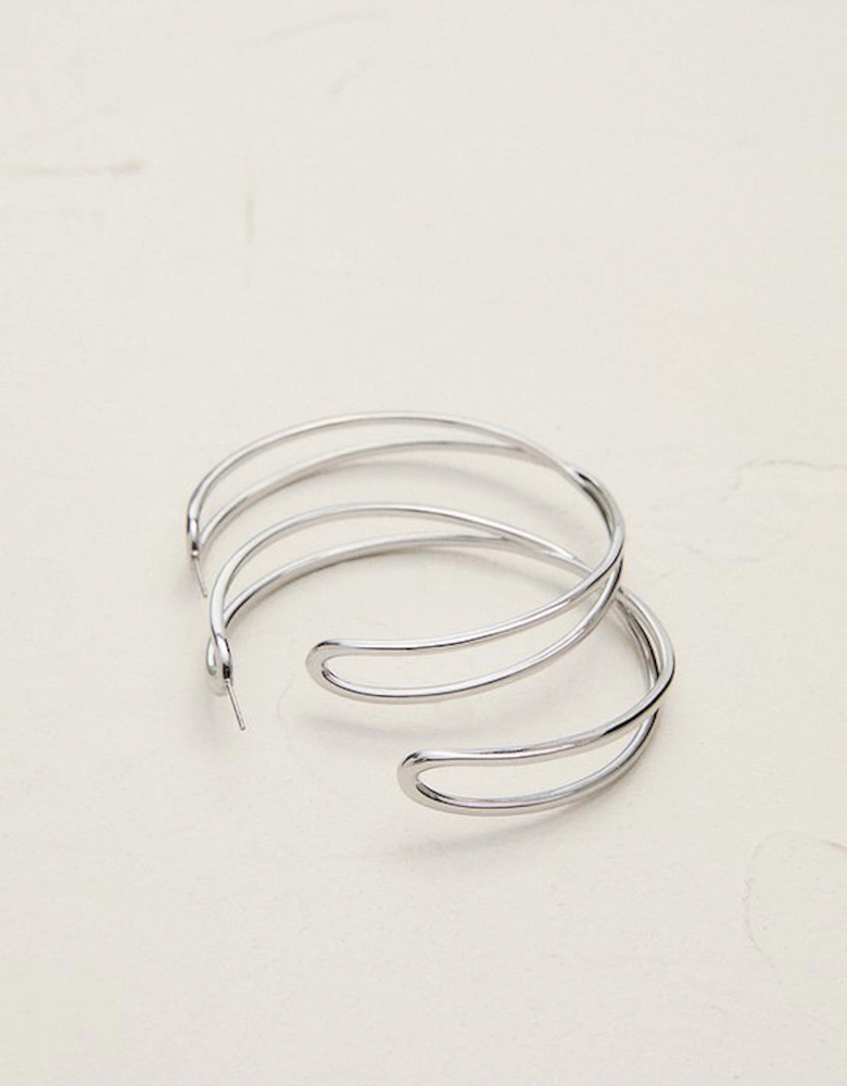 Silver Tone Criss Cross Hoop Earring