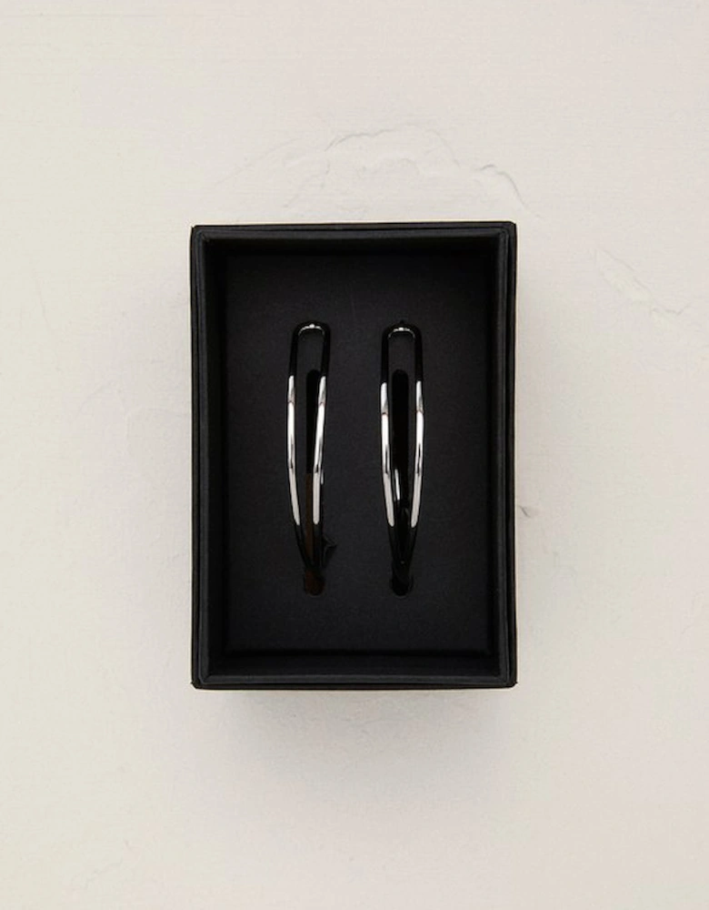 Silver Tone Criss Cross Hoop Earring