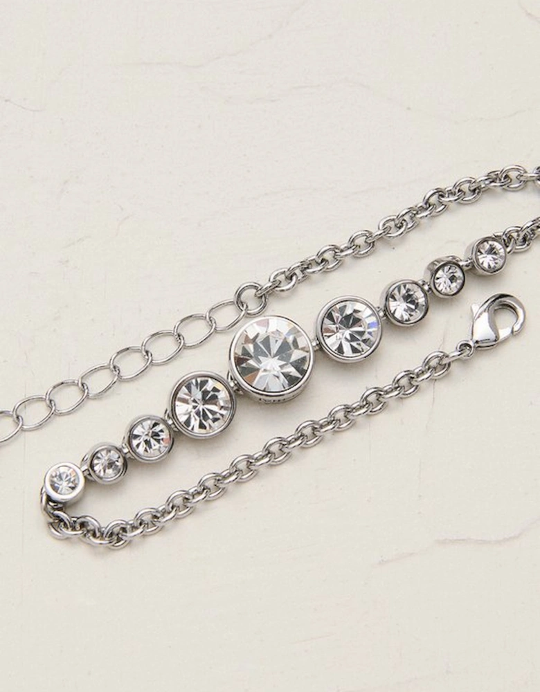 Silver Tone Crystal Flow Bracelet
