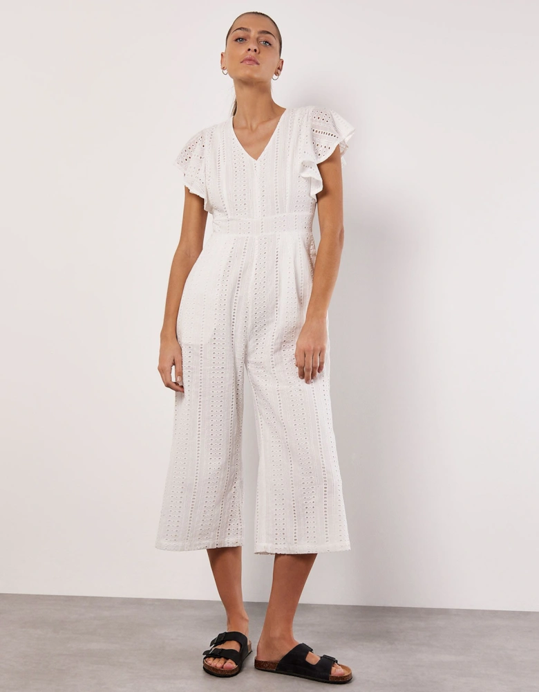 Broderie Anglaise Cropped Jumpsuit
