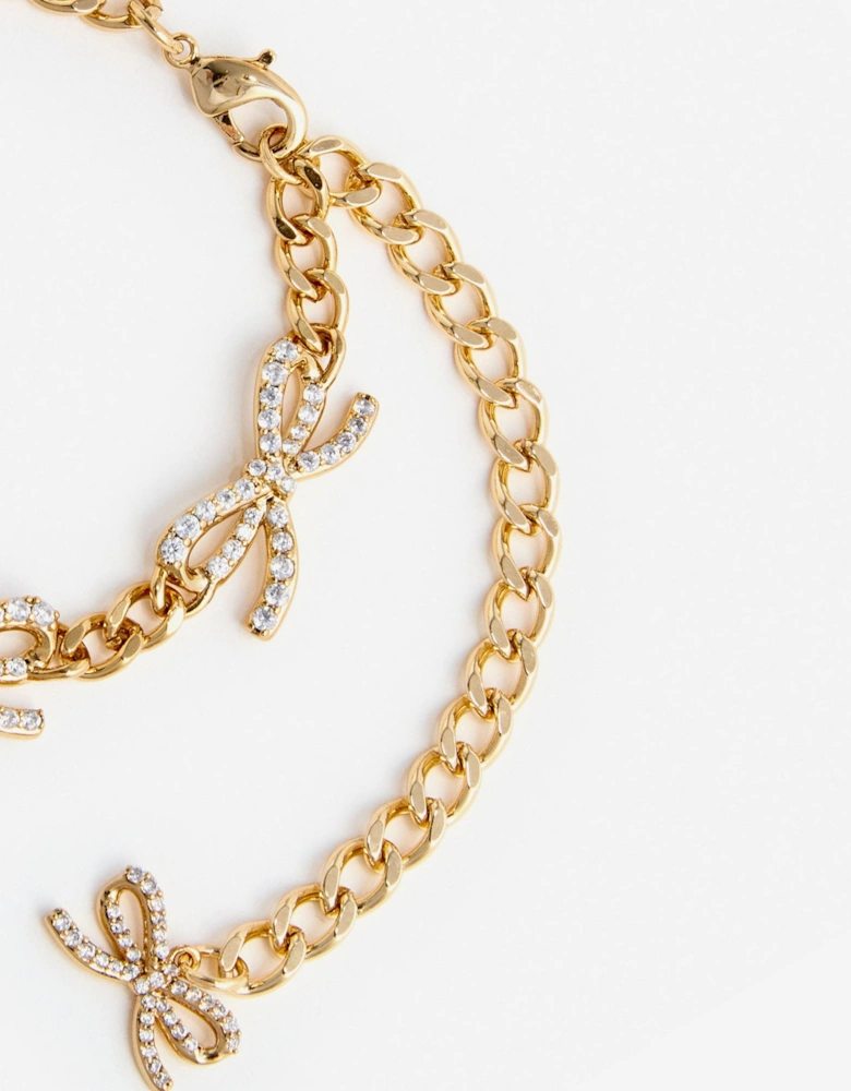 Girls Crystal Bow Bracelet in Gold