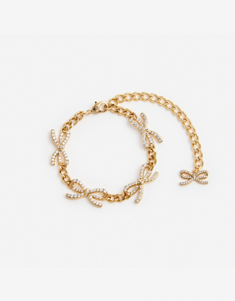 Girls Crystal Bow Bracelet in Gold