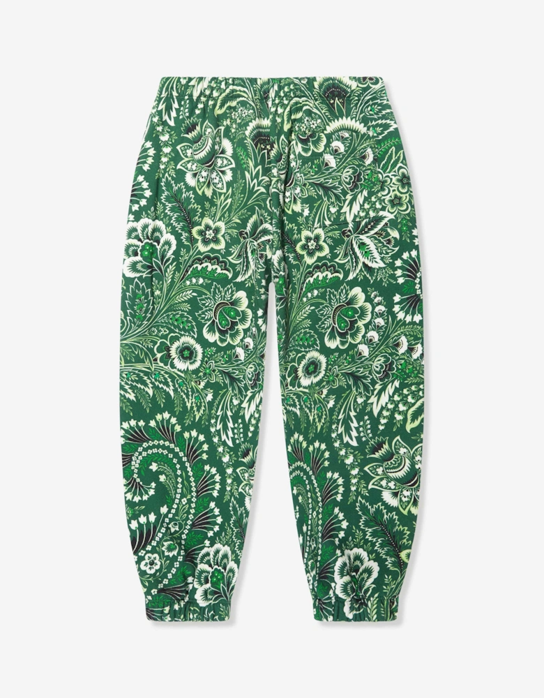 Boys Floral Paisley Joggers in Green