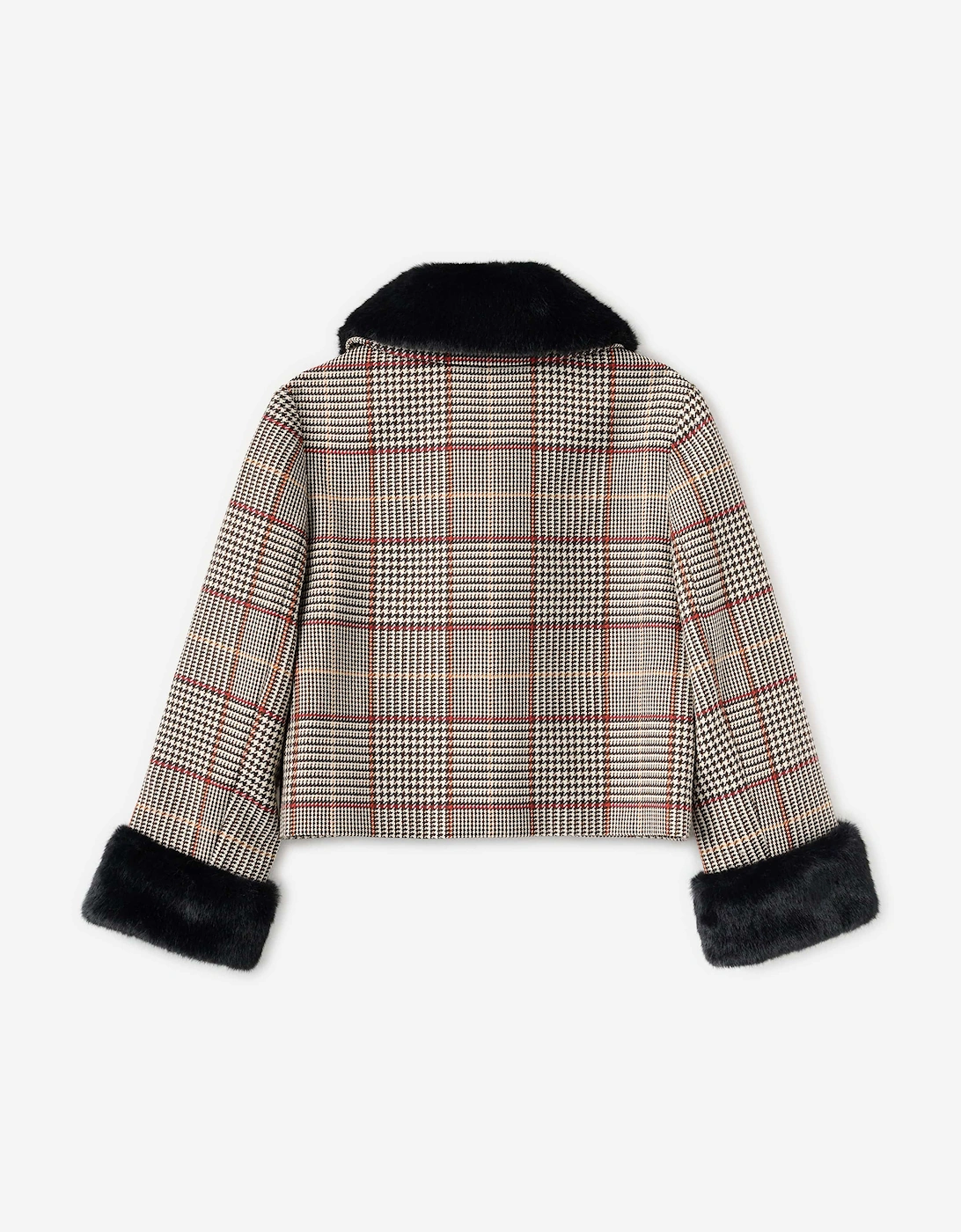 Girls Check Fur Jacket in Brown