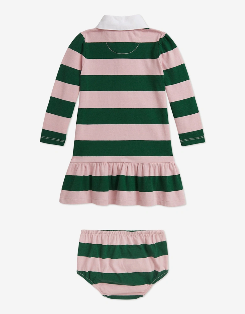Baby Girls Striped Rugby Dress in Pink