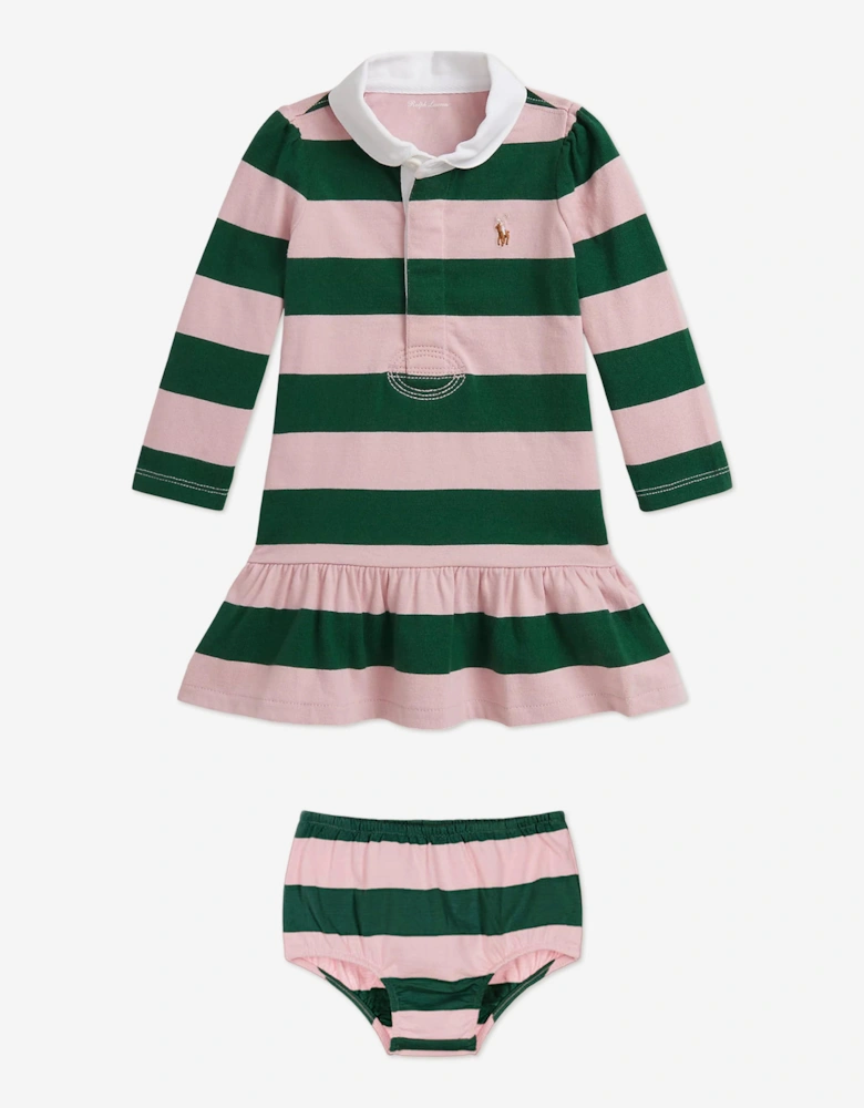 Baby Girls Striped Rugby Dress in Pink