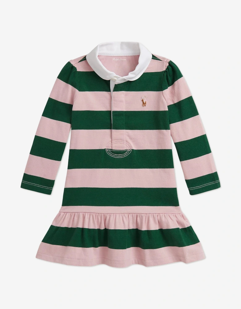 Baby Girls Striped Rugby Dress in Pink