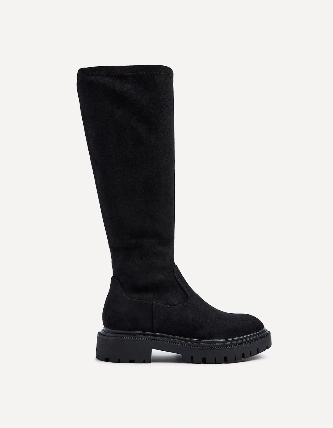 Hallie Black Faux Suede High Leg Stretch Boot, 2 of 1