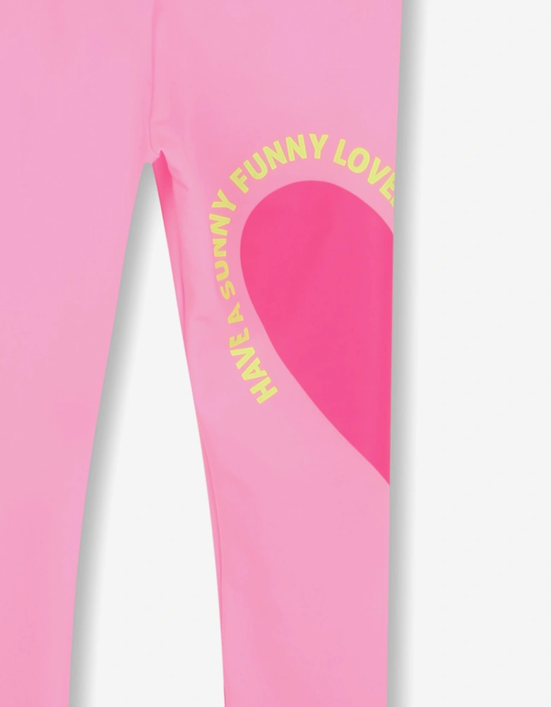 Billieblush Girls Heart Print Leggings in Pink