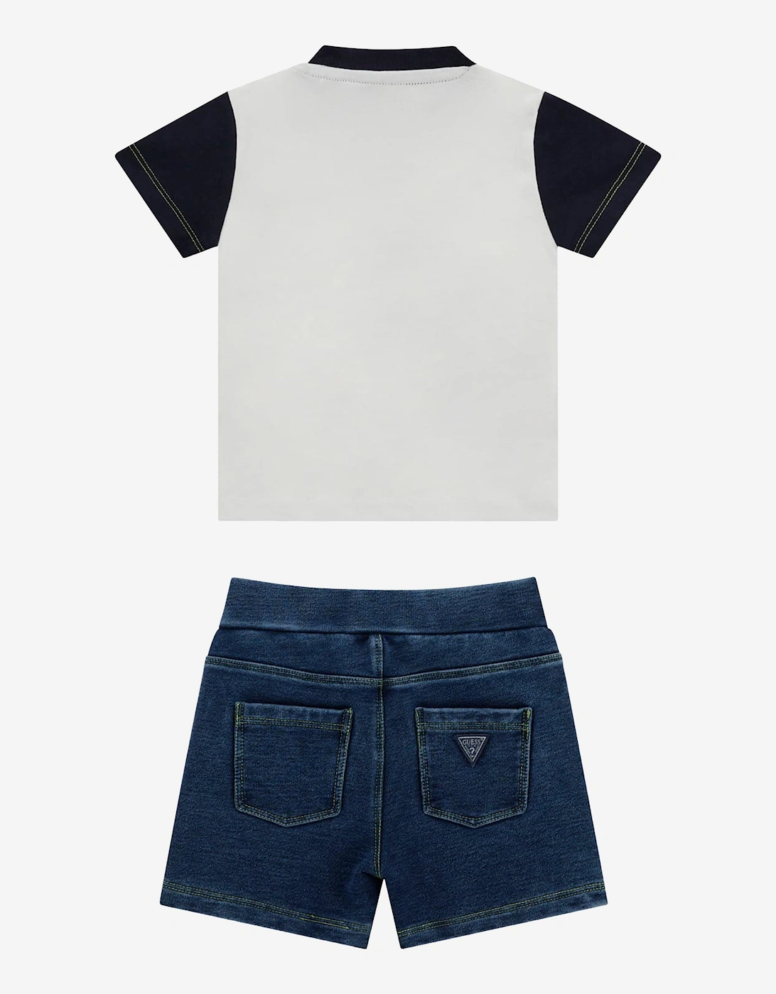 Baby Boys Denim Short Set in White