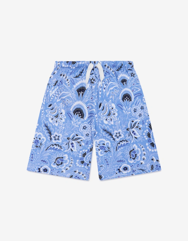 Boys Floral Paisley Shorts in Blue