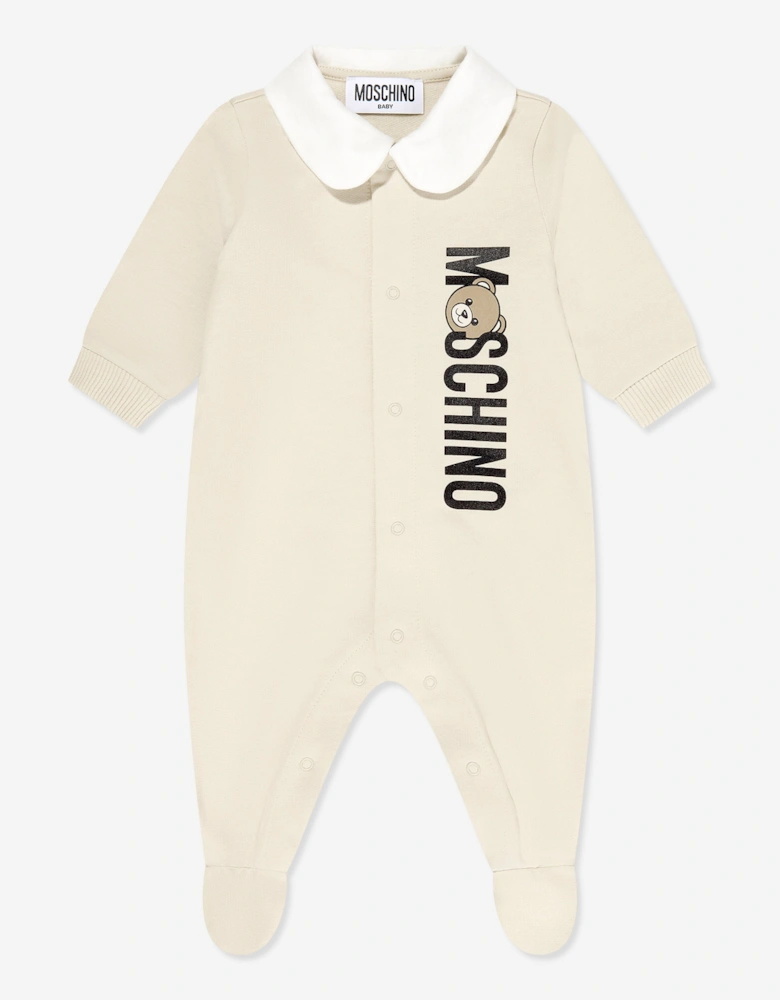 Baby Bear Logo Babygrow in Beige