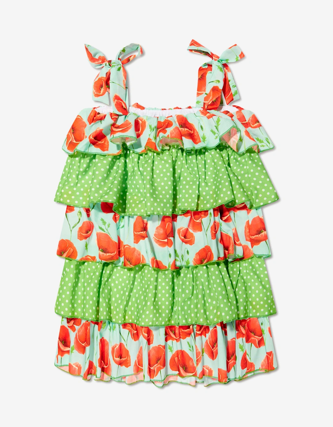 Girls Ruffle Poppy Dress in Turquoise