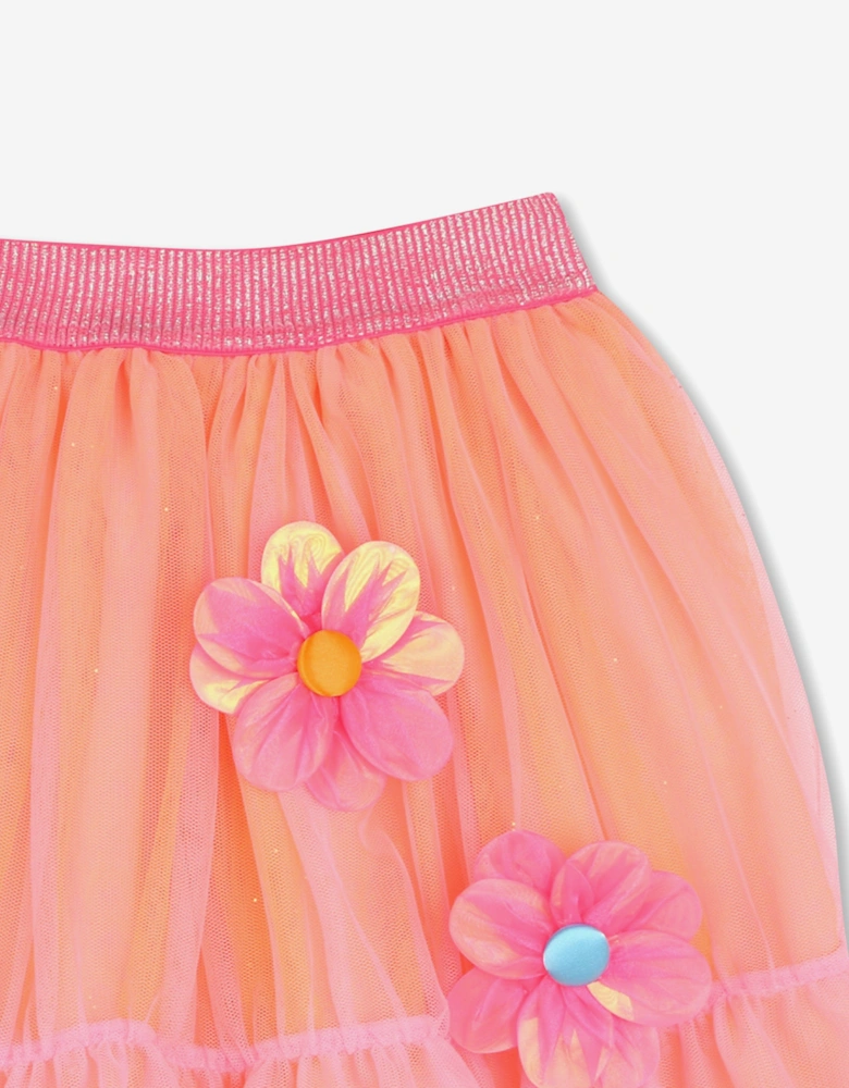 Billieblush Girls Tulle Flower Skirt in Pink