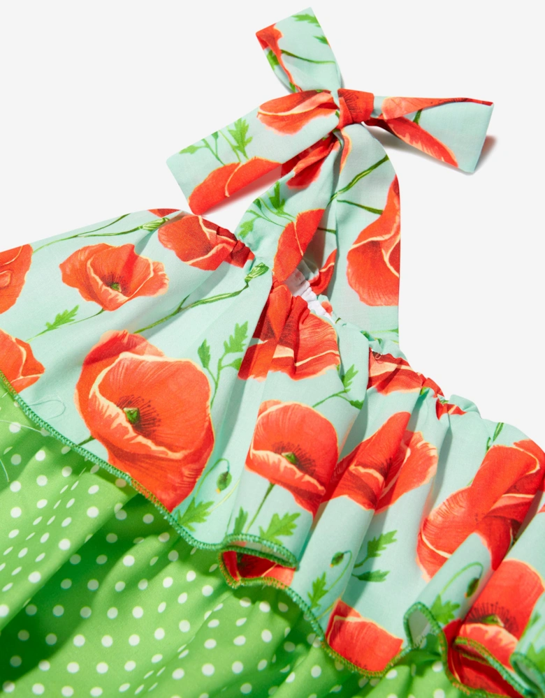 Girls Ruffle Poppy Dress in Turquoise