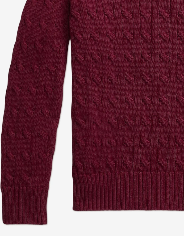 Boys Cable Knit Half Zip Jumper in Red