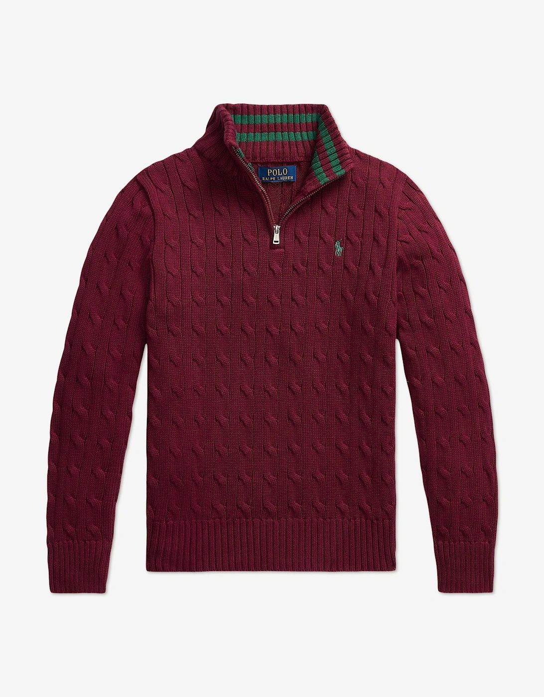 Boys Cable Knit Half Zip Jumper in Red, 6 of 5