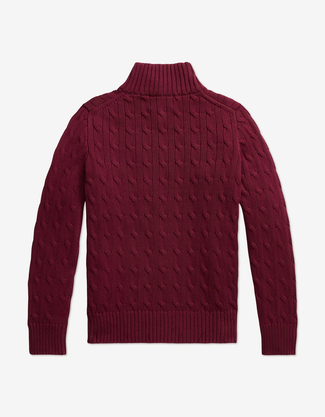 Boys Cable Knit Half Zip Jumper in Red
