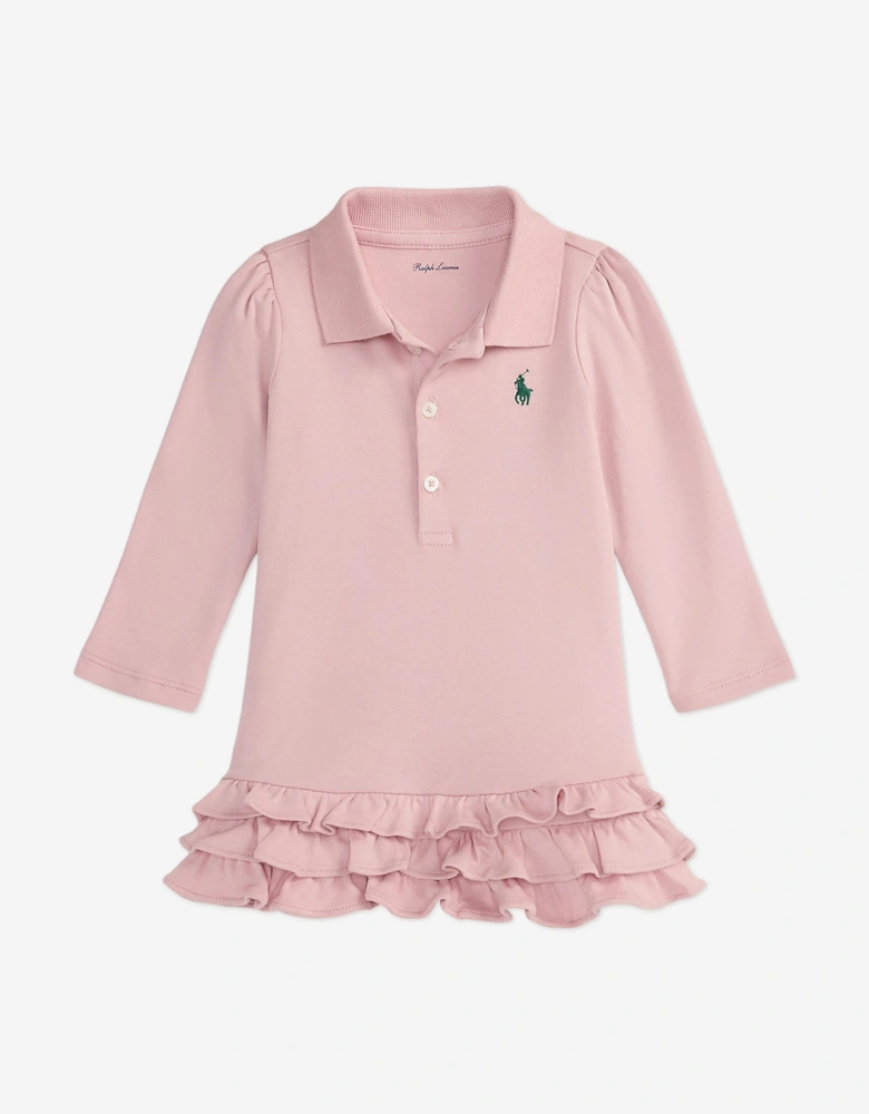 Baby Girls Logo Polo Dress in Pink