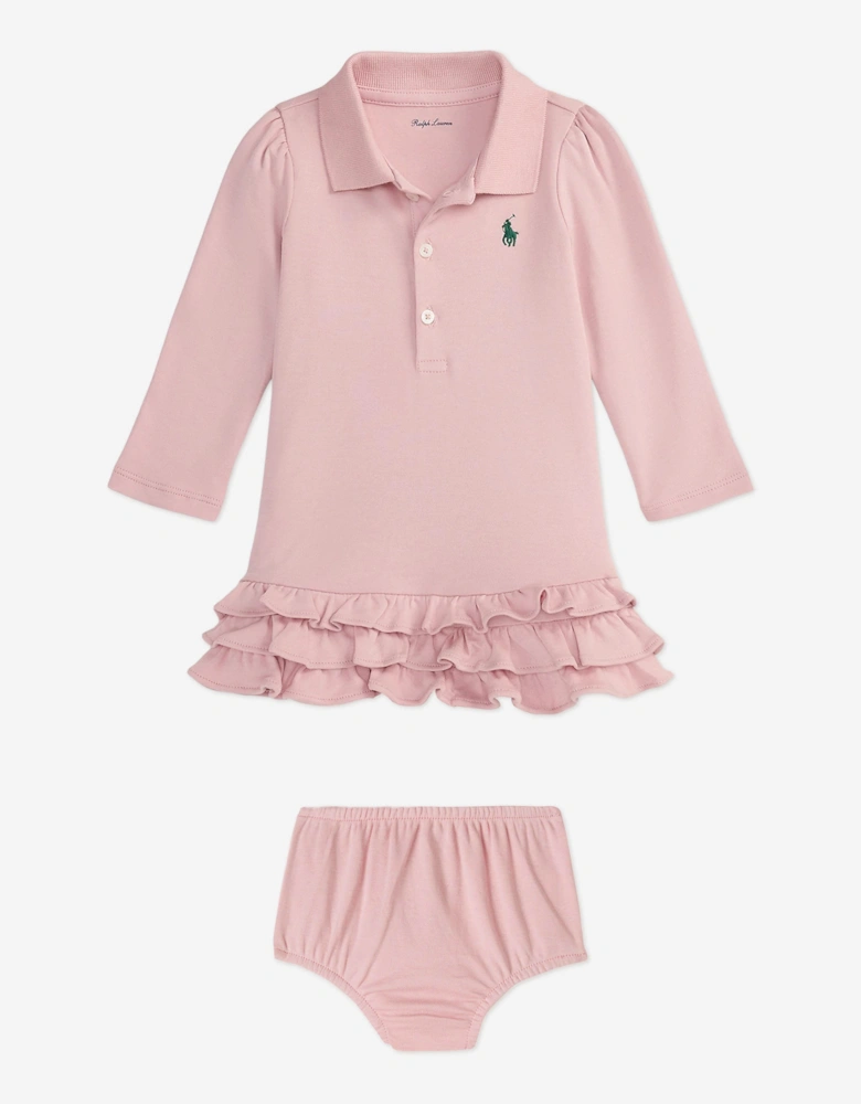 Baby Girls Logo Polo Dress in Pink