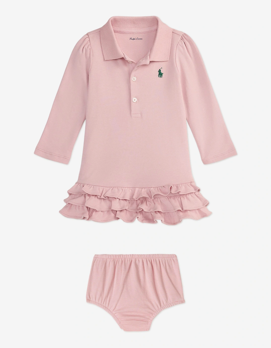 Baby Girls Logo Polo Dress in Pink, 6 of 5