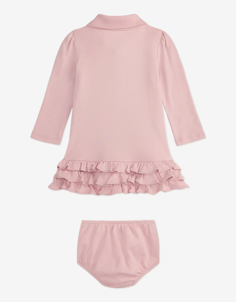 Baby Girls Logo Polo Dress in Pink