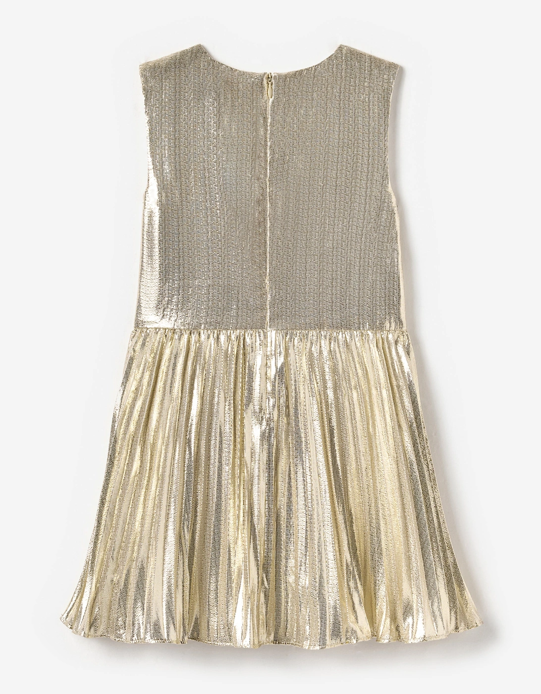 Girls Metallic Sleeveless Dress in Gold