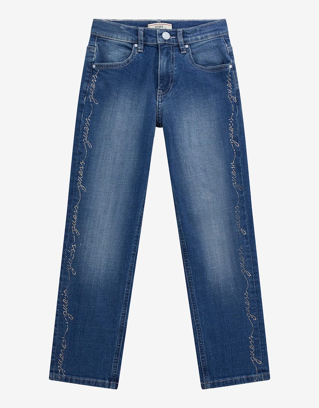 Girls Stretch Denim Straight Jeans in Blue, 5 of 4