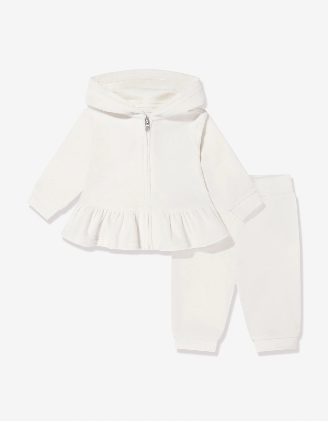 Baby Girls Velour Logo Tracksuit in White, 6 of 5